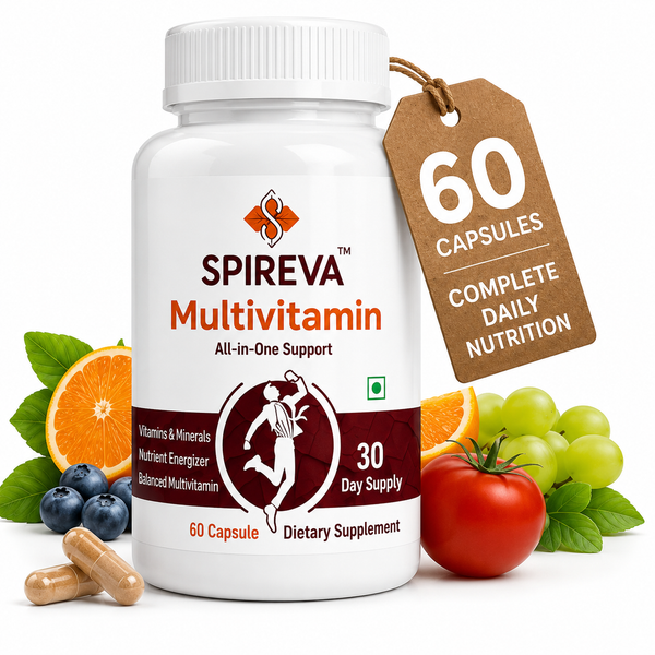 SPIREVA Natural Multivitamin Capsules | Immunity Booster, Stress Relief & Energy Support for Men & Women | Herbal Wellness Formula