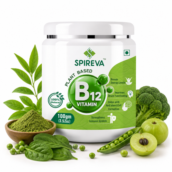 SPIREVA Plant-Based B12 Supplement | Daily Energy & Wellness Nutrition Powder