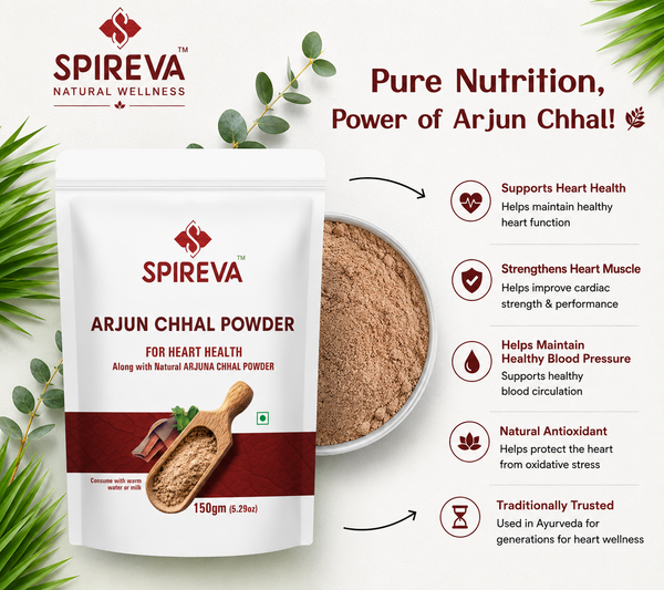 SPIREVA Arjun Chaal Powder | Ayurvedic Herbal Powder for Heart Health, Blood Pressure & Cardiovascular Wellness