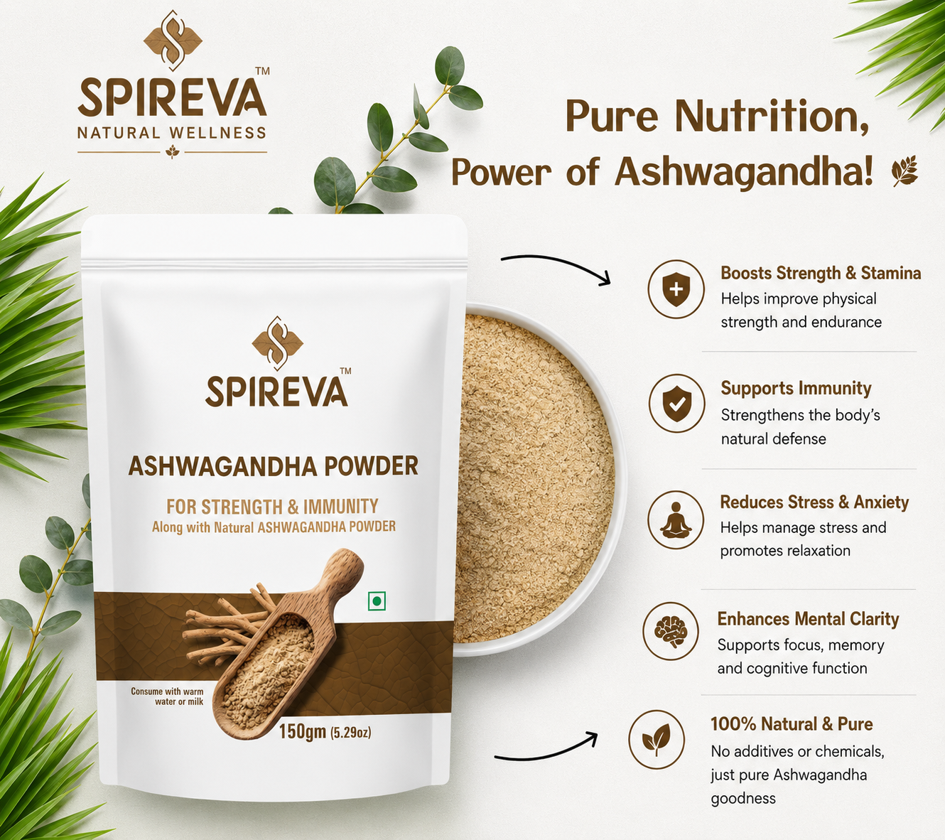 SPIREVA Natural Ashwagandha Powder