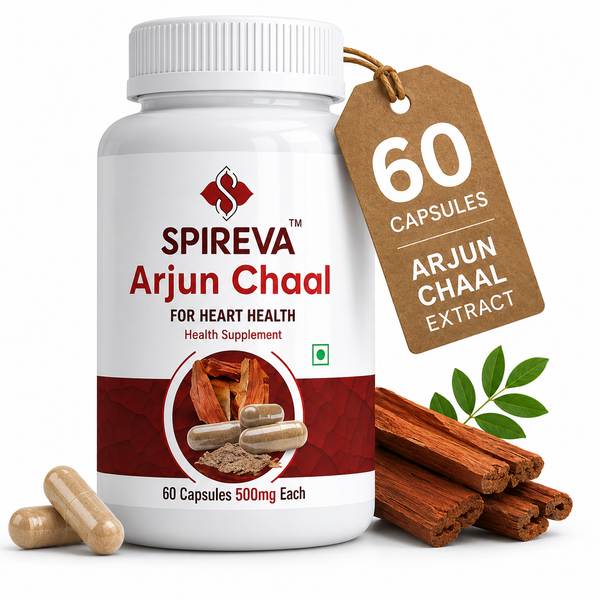 Spireva Arjuna Chaal Capsules – Ayurvedic Heart Care Supplement for Blood Pressure & Cardiovascular Health | Herbal Cardiac Wellness Support | 60 Veg Capsules