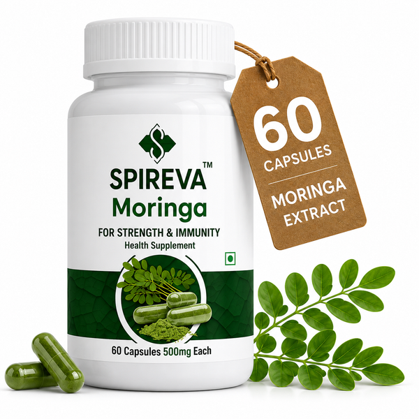 Spireva Moringa Capsules 500mg – Natural Ayurvedic Superfood Supplement for Immunity, Energy & Overall Wellness | Rich in Antioxidants, Vitamins & Nutrients | 60 Veg Capsules