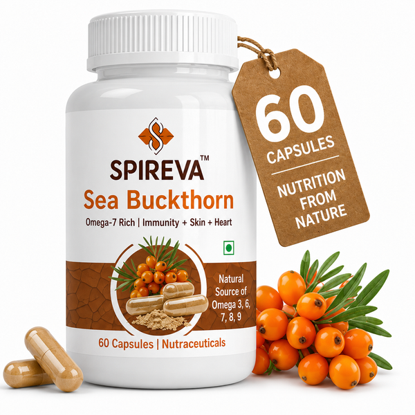 SPIREVA Sea Buckthorn Herbal Capsules | Natural Omega 3 6 7 9 Supplement for Daily Wellness