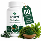 SPIREVA Spirulina Capsules Herbal Supplement | Green Superfood For Metabolism, Stamina & Immune Support