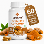 SPIREVA Turmeric with Piperine & Ginger | Natural Joint Care & Immunity Booster Capsules