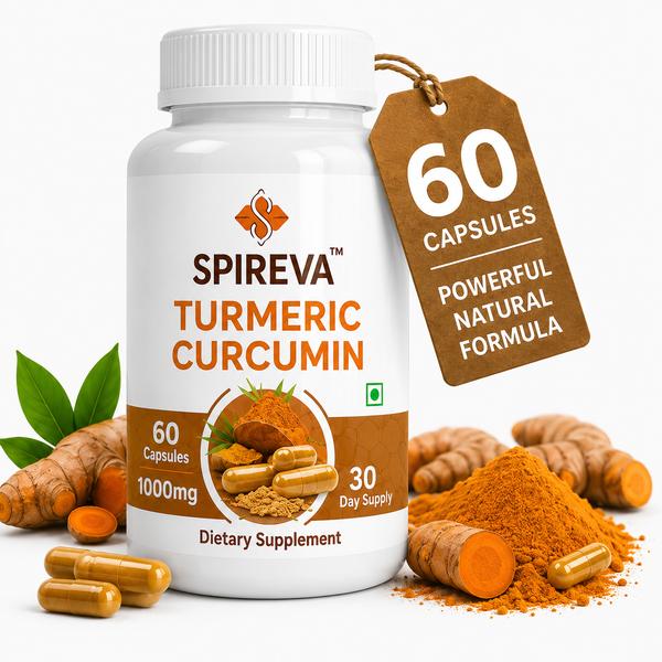 SPIREVA Turmeric with Piperine & Ginger | Natural Joint Care & Immunity Booster Capsules