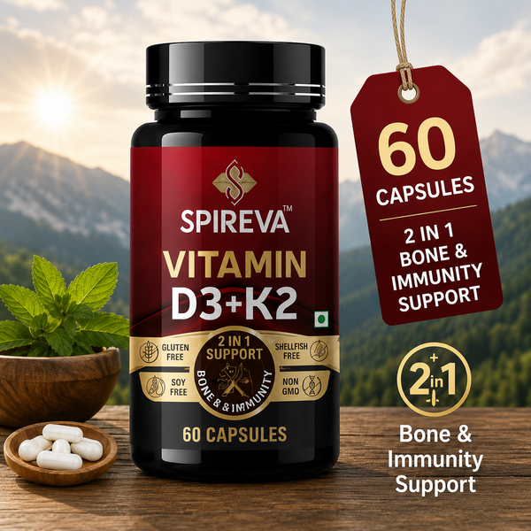 SPIREVA Vitamin D3 with K2 MK7 | High Potency Bone Strength & Calcium Absorption Support