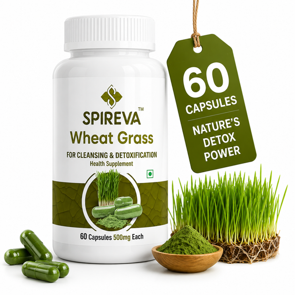 SPIREVA Wheatgrass 500mg Capsules | Non-GMO Daily Detox & Digestive Health Support