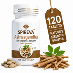 SPIREVA Natural Ashwagandha Tablets | Ayurvedic Herbal Supplement for Stress Relief, Energy, Immunity & Daily Vitality