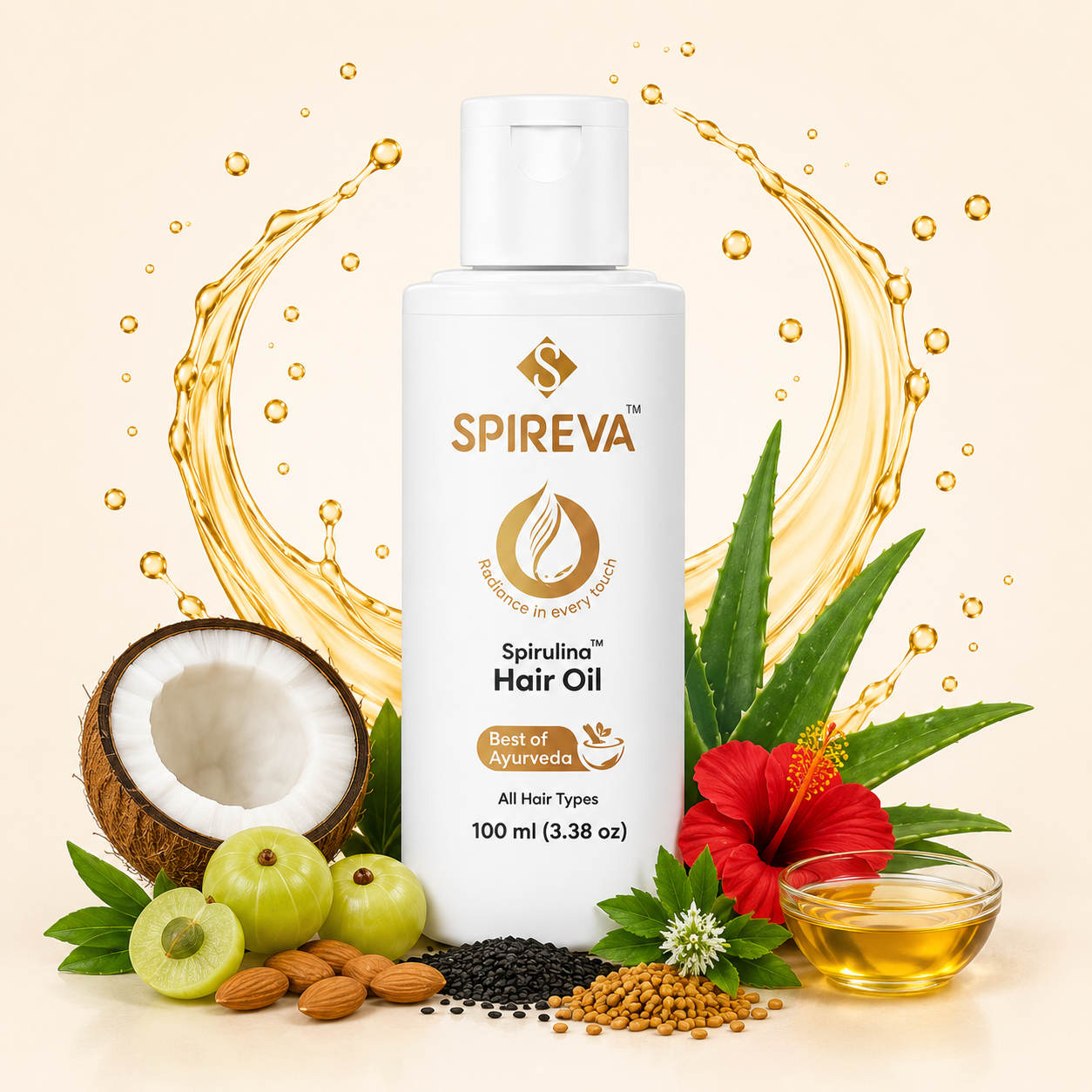 SPIREVA Spirulina Hair Oil – Ayurvedic Hair Care for Strong & Healthy Hair