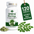 Spireva Moringa Tablets - Natural Ayurvedic Superfood Supplement For Immunity, Energy & Overall Wellness | Rich in Antioxidants, Vitamins & Nutrients | 120 Veg Tablets