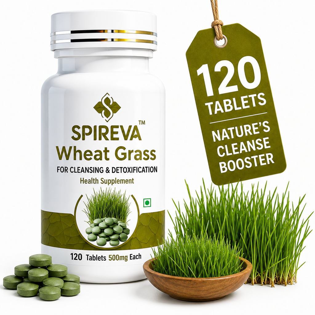SPIREVA Pure Wheatgrass Tablets | Ayurvedic Superfood for Detox, Immunity & Weight Management