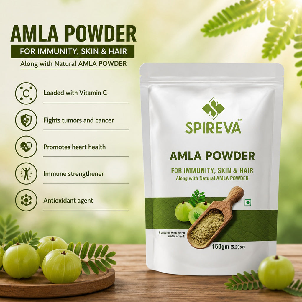 SPIREVA Natural Amla Powder | Vitamin C Rich Ayurvedic Superfood for Immunity, Skin, Hair & Digestion | Herbal Wellness Supplement