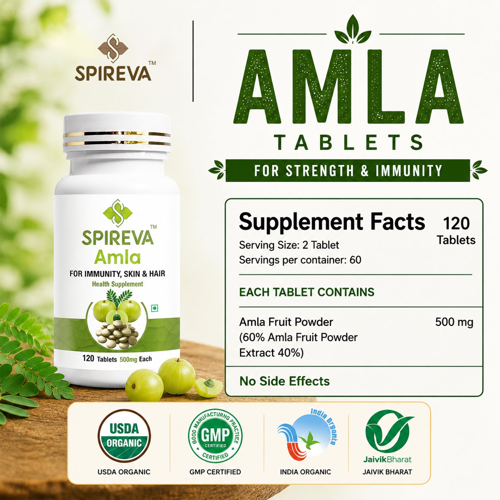 Natural Amla Tablets | Ayurvedic Vitamin C & Immunity Support Supplement | Herbal Wellness Tablets