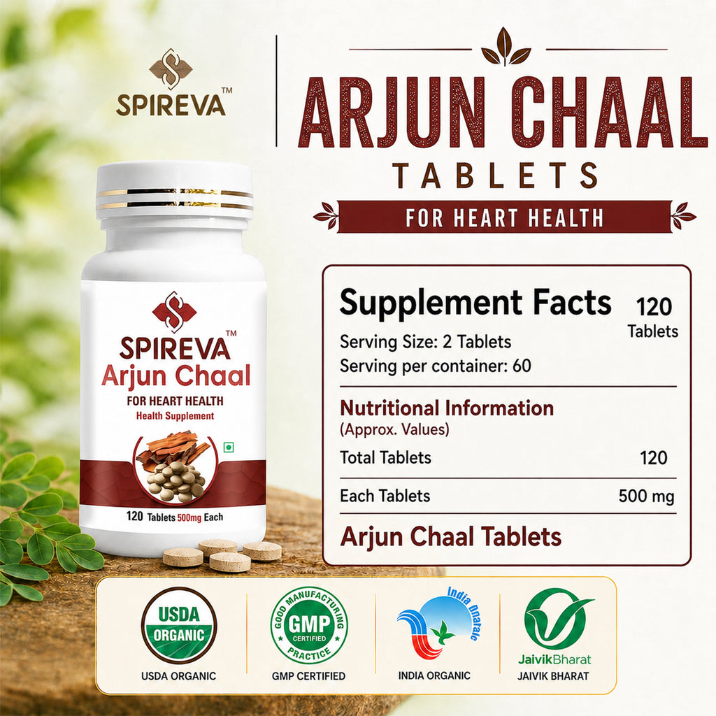 Spireva Arjuna Chaal Tablets | Ayurvedic Herbal Supplement for Heart & Wellness Support