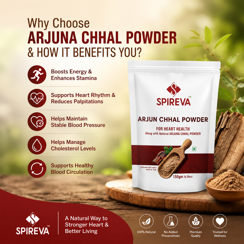 SPIREVA Arjun Chaal Powder | Ayurvedic Herbal Powder for Heart Health, Blood Pressure & Cardiovascular Wellness