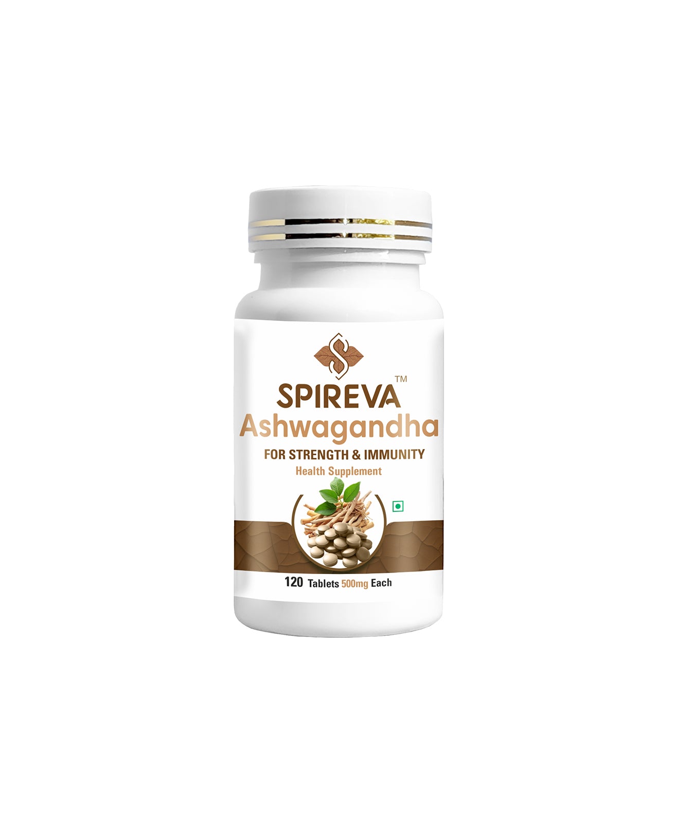 SPIREVA Natural Ashwagandha Tablets | Ayurvedic Herbal Supplement for Stress Relief, Energy, Immunity & Daily Vitality