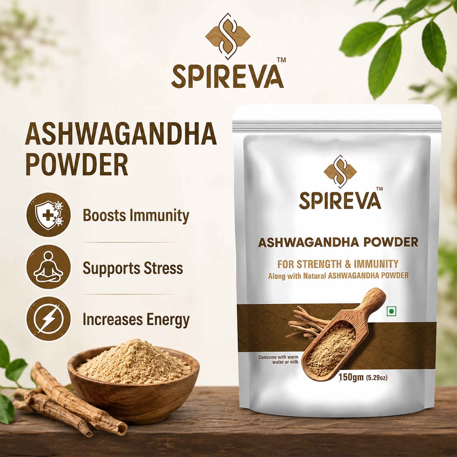 SPIREVA Natural Ashwagandha Powder