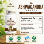 SPIREVA Natural Ashwagandha Tablets | Ayurvedic Herbal Supplement for Stress Relief, Energy, Immunity & Daily Vitality
