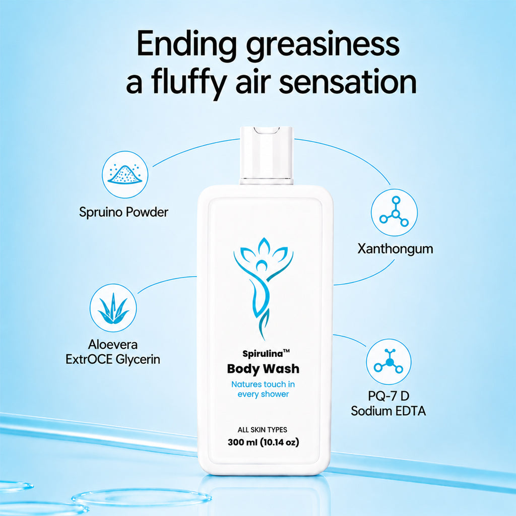 SPIREVA Spirulina Body Wash – Ayurvedic Nourishing Shower Gel for Soft, Fresh & Healthy Skin