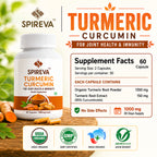 SPIREVA Turmeric with Piperine & Ginger | Natural Joint Care & Immunity Booster Capsules