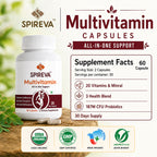 SPIREVA Natural Multivitamin Capsules | Immunity Booster, Stress Relief & Energy Support for Men & Women | Herbal Wellness Formula
