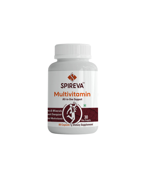 SPIREVA Natural Multivitamin Capsules | Immunity Booster, Stress Relief & Energy Support for Men & Women | Herbal Wellness Formula