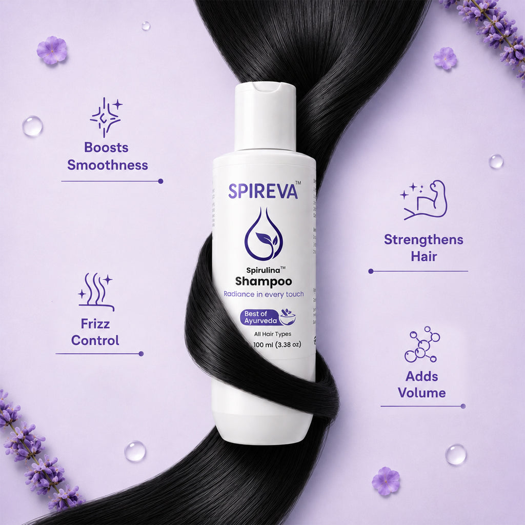 SPIREVA Spirulina Shampoo – Ayurvedic Nourishment for Strong, Silky & Healthy Hair