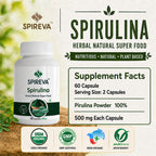 SPIREVA Spirulina Herbal Supplement | Green Superfood for Metabolism, Stamina & Immune Support