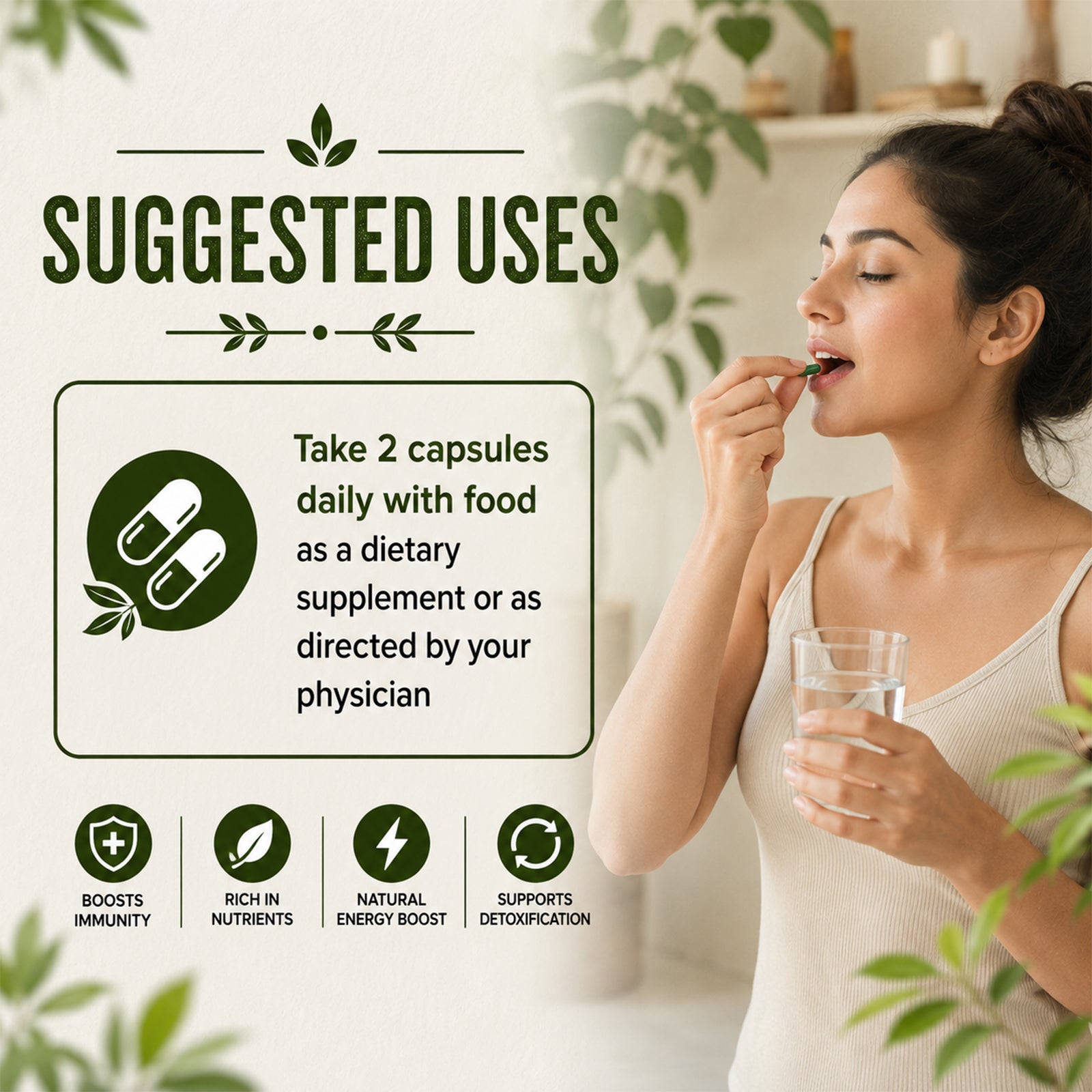 SPIREVA Spirulina Herbal Supplement | Green Superfood for Metabolism, Stamina & Immune Support
