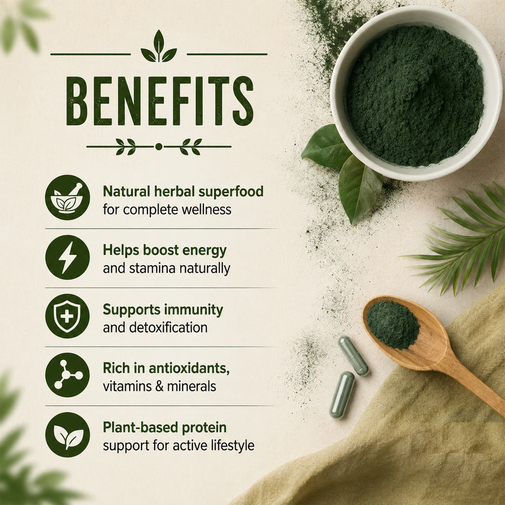 SPIREVA Spirulina Herbal Supplement | Green Superfood for Metabolism, Stamina & Immune Support