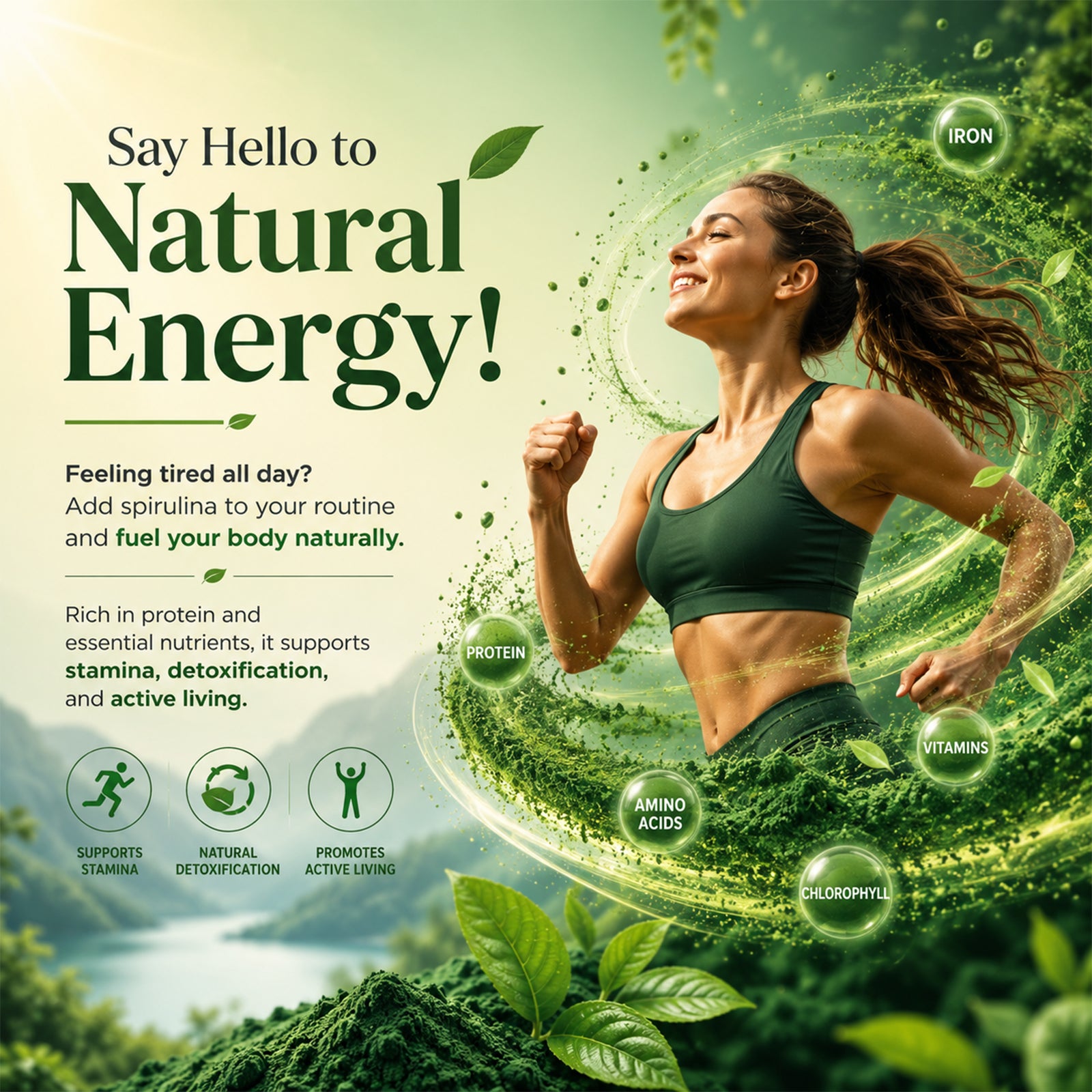 Natural Spirulina Powder – Protein & Antioxidant Rich Superfood for Immunity, Energy & Wellness | 100% Natural