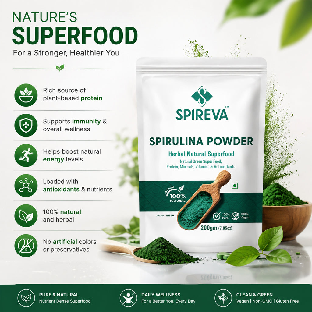 Natural Spirulina Powder – Protein & Antioxidant Rich Superfood for Immunity, Energy & Wellness | 100% Natural