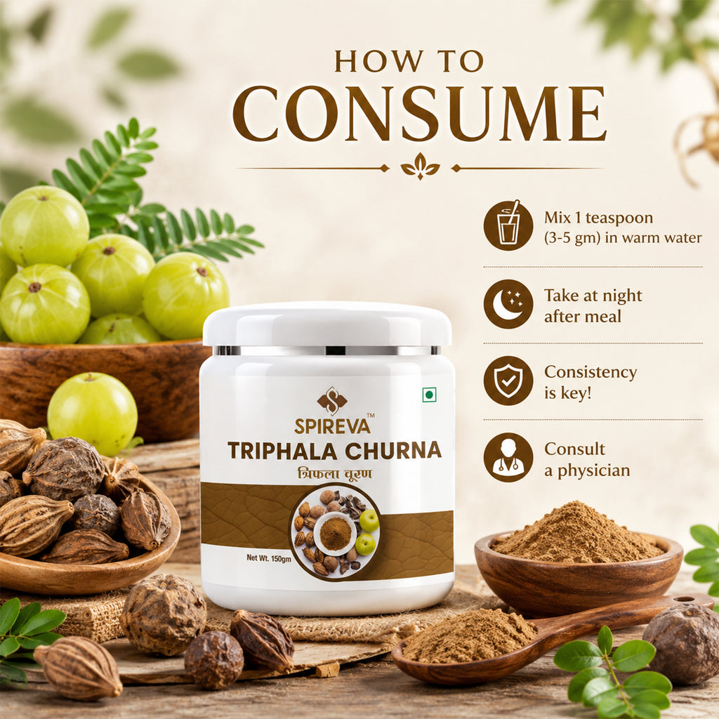 Spireva Triphala Churna | Ayurvedic Digestive & Detox Herbal Powder | Natural Wellness Supplement | 150gm