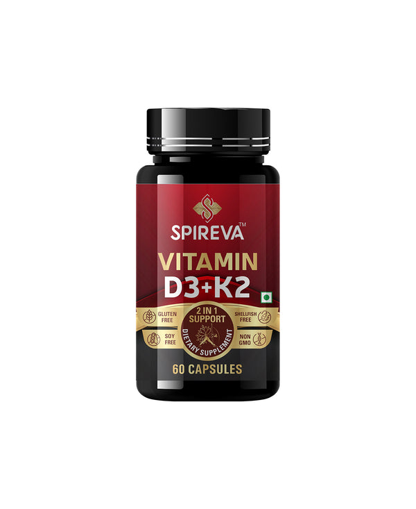SPIREVA Vitamin D3 with K2 MK7 | High Potency Bone Strength & Calcium Absorption Support