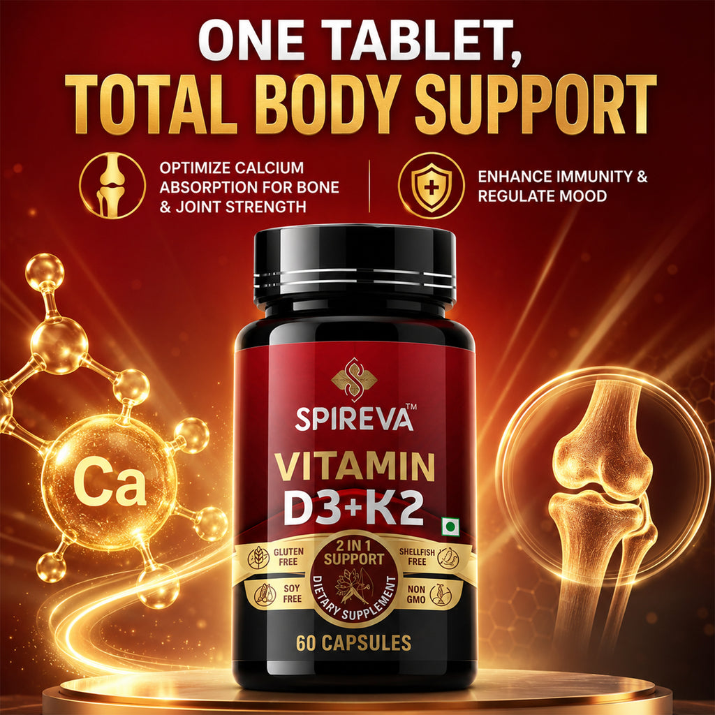 SPIREVA Vitamin D3 with K2 MK7 | High Potency Bone Strength & Calcium Absorption Support