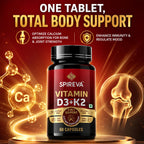 SPIREVA Vitamin D3 with K2 MK7 | High Potency Bone Strength & Calcium Absorption Support