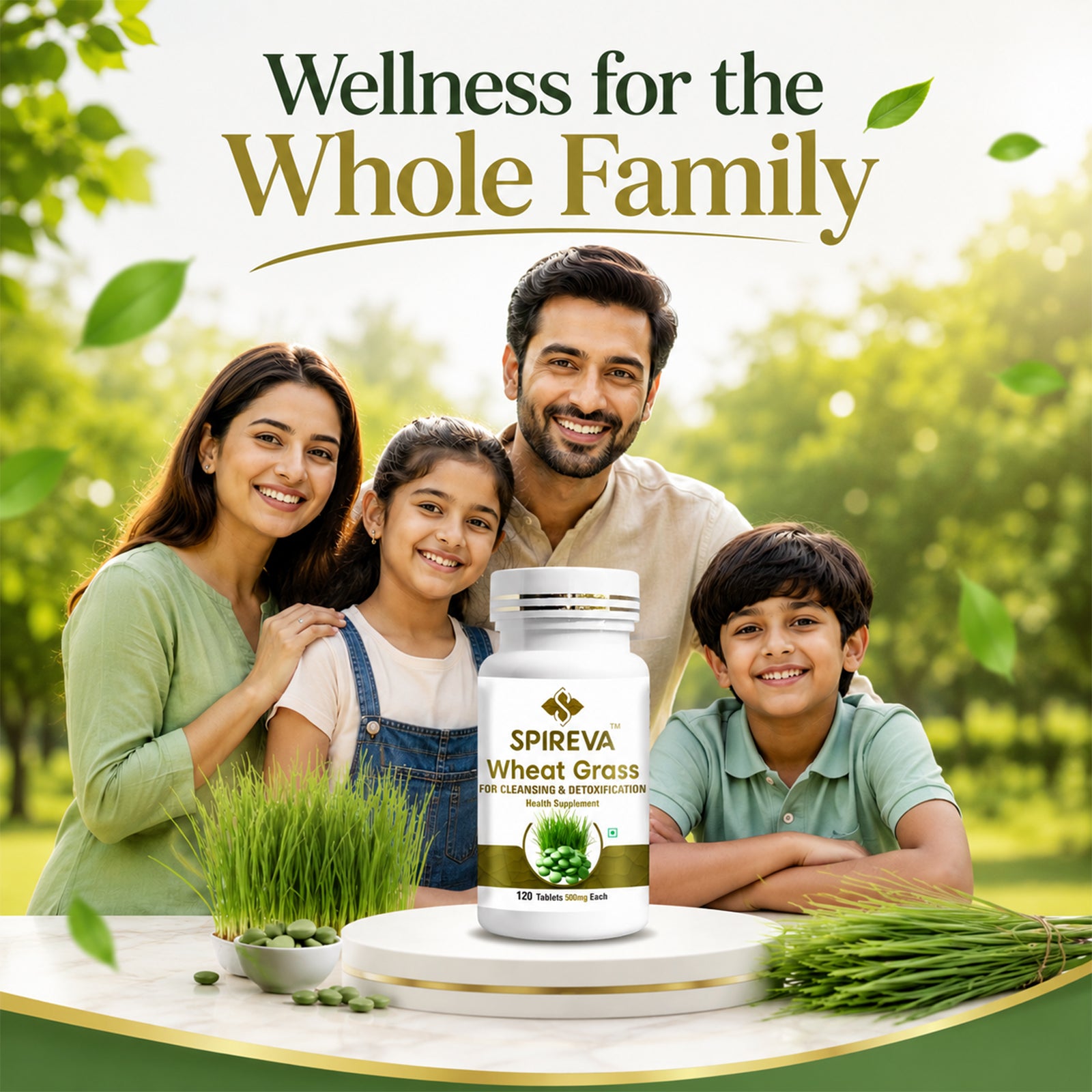 SPIREVA Pure Wheatgrass Tablets | Ayurvedic Superfood for Detox, Immunity & Weight Management