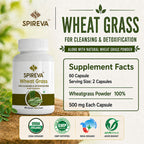 SPIREVA Wheatgrass 500mg Capsules | Non-GMO Daily Detox & Digestive Health Support
