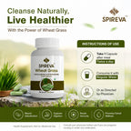 SPIREVA Wheatgrass 500mg Capsules | Non-GMO Daily Detox & Digestive Health Support